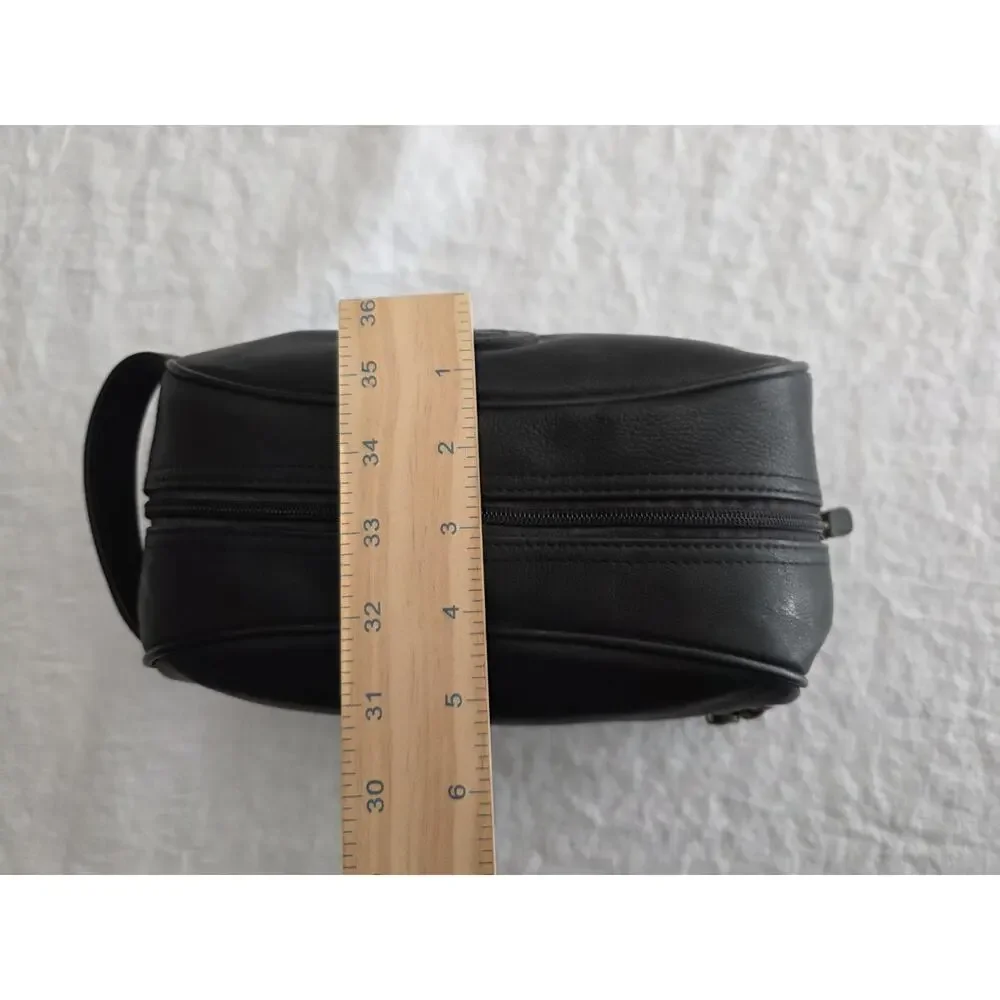 Fossil Leather Toiletry Shaving Kit Travel Bag Multi Compartments Black 11x6x5